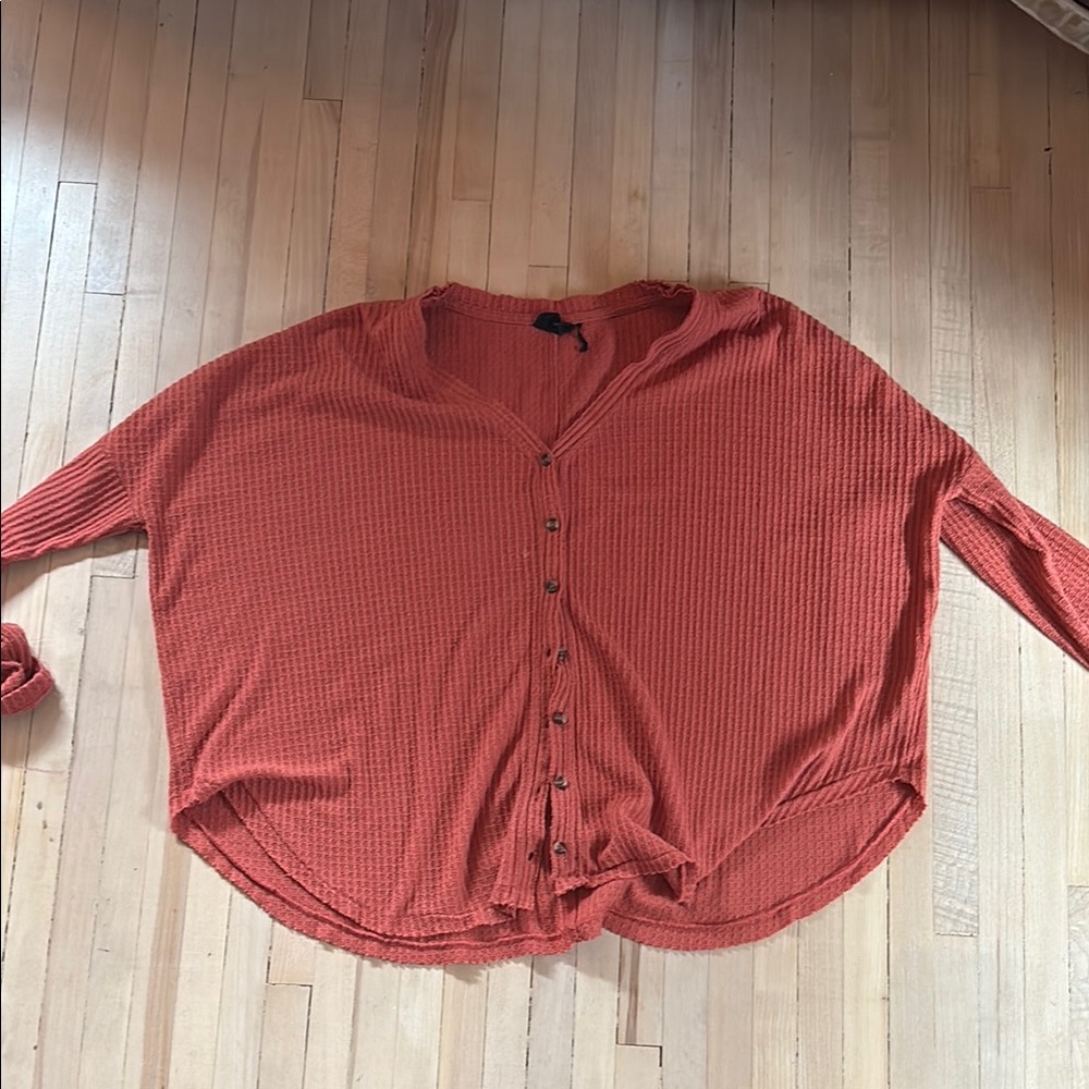 Rust button up off the shoulder sweater size small